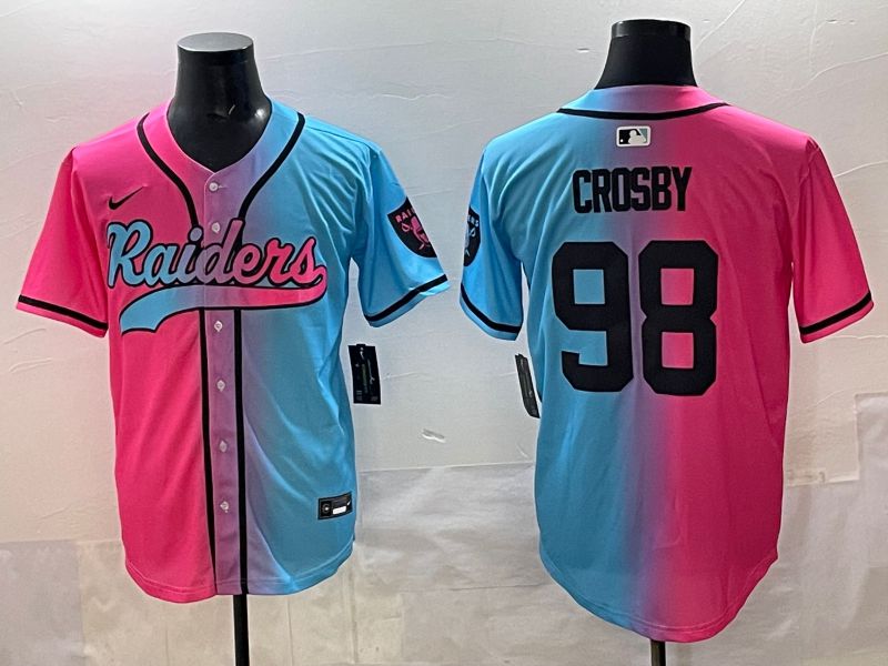 Men 2025 Oakland Raiders #98 Crosby Blue pink Nike Limited NFL Jersey style 001->oakland raiders->NFL Jersey
